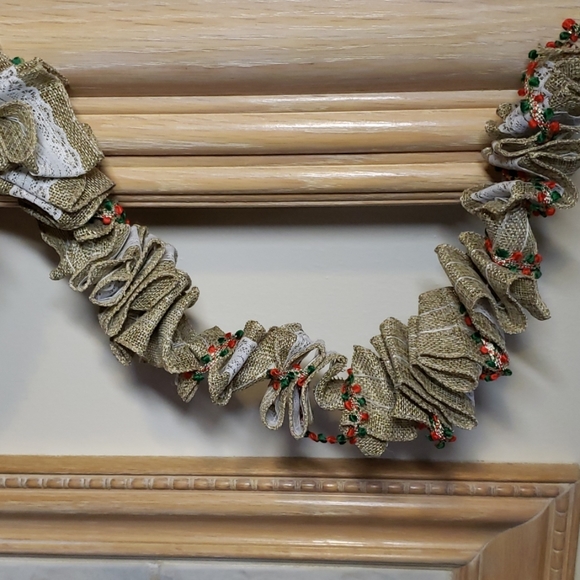 Newly Handmade 7 Foot Embellished Burlap Garland - Picture 7 of 8